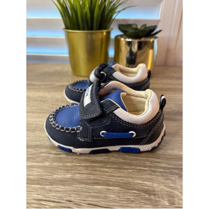 Geox Blue Leather Velcro Toddler Running Shoes Boys Size 4 1/2